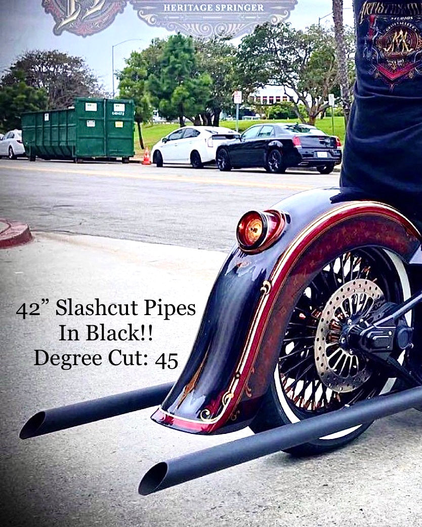 SCC SLASH CUT PIPES (BLACK) – STEADYCUSTOMCYCLES